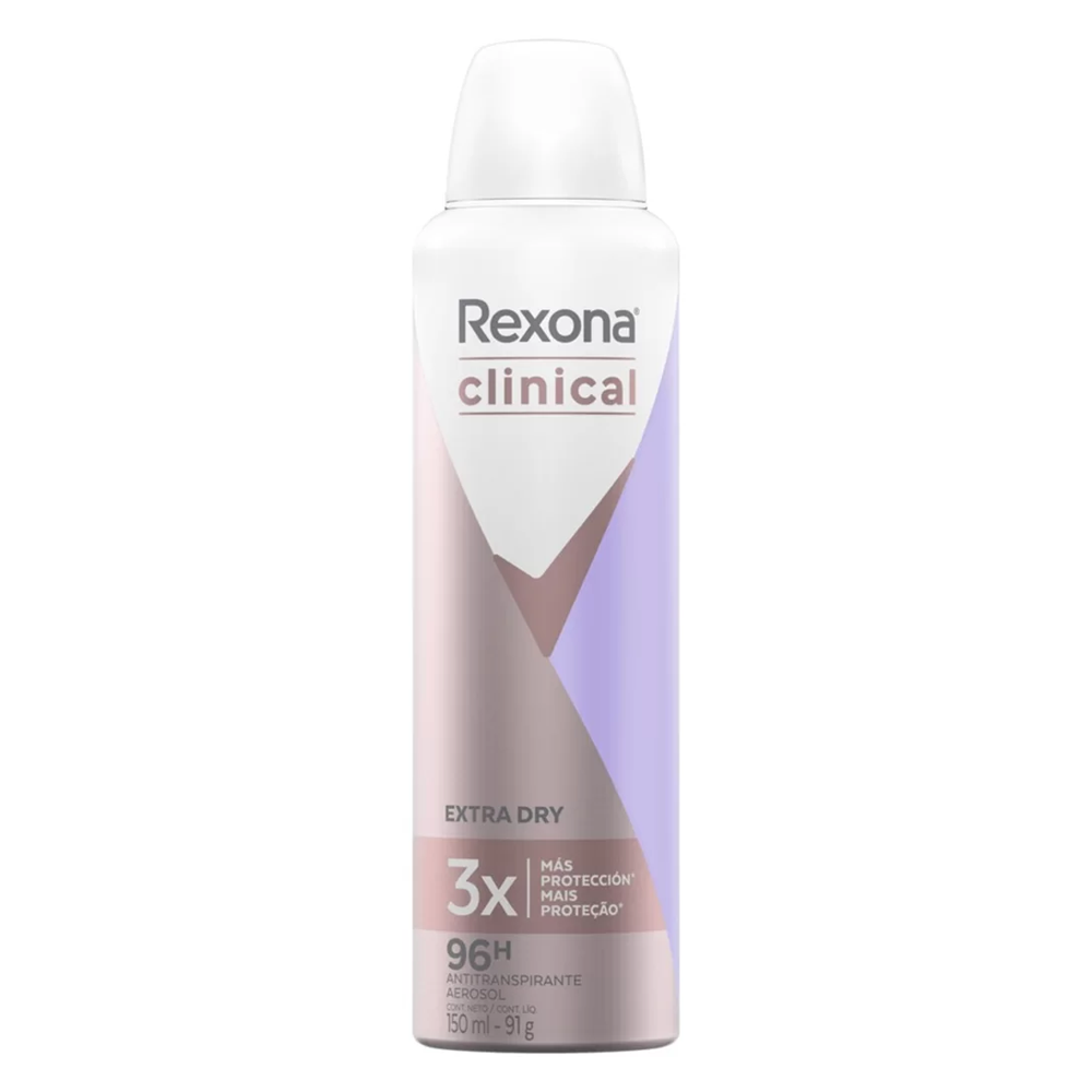 Desodorante Antitranspirante Aerossol Rexona Clinical Extra Dry 150ml